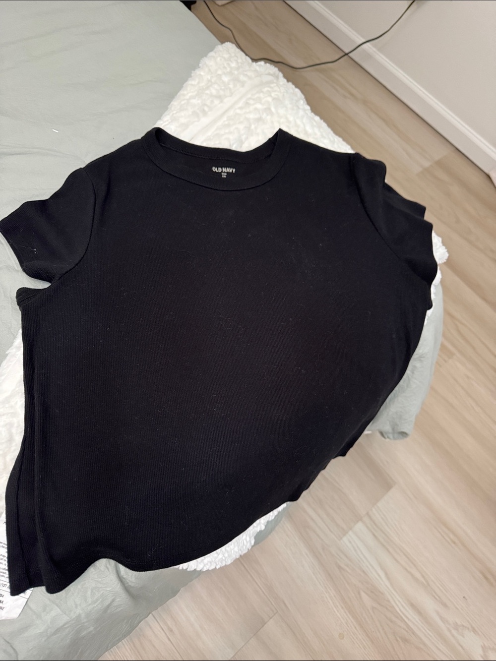 Old Navy Black Ribbed Crewneck Short Sleeve Tee